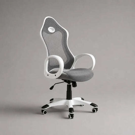 Sedia da ufficio ergonomica 65 x 65 x 120 cm grigia con schienale in rete braccioli fissi base a 5 ruote